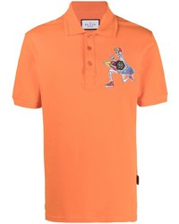 Мужская оранжевая футболка-поло с принтом от Philipp Plein