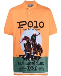 Мужская оранжевая футболка-поло с принтом от Polo Ralph Lauren