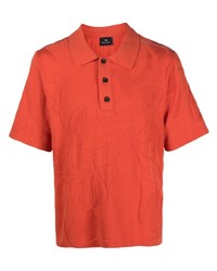 Мужская оранжевая футболка-поло с цветочным принтом от PS Paul Smith