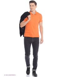 Мужская оранжевая футболка-поло от Oodji