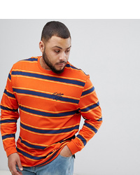 Мужская оранжевая футболка с длинным рукавом в горизонтальную полоску от ASOS DESIGN