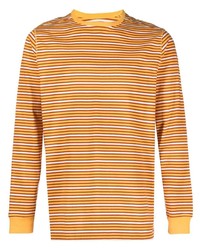 Мужская оранжевая футболка с длинным рукавом в горизонтальную полоску от Pop Trading Company