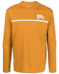 Мужская оранжевая футболка с длинным рукавом с принтом от Armani Exchange