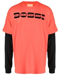 Мужская оранжевая футболка с длинным рукавом с принтом от Bossi Sportswear