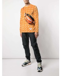 Мужская оранжевая футболка с длинным рукавом с принтом от Supreme