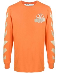 Мужская оранжевая футболка с длинным рукавом с принтом от Off-White