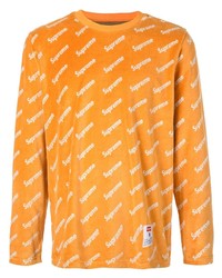 Мужская оранжевая футболка с длинным рукавом с принтом от Supreme