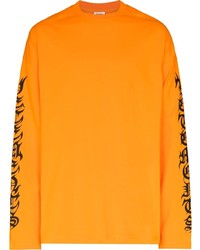 Мужская оранжевая футболка с длинным рукавом с принтом от Vetements