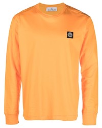 Мужская оранжевая футболка с длинным рукавом от Stone Island
