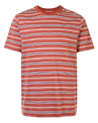 Мужская оранжевая футболка с круглым вырезом в горизонтальную полоску от Cerruti 1881