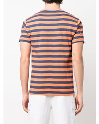 Мужская оранжевая футболка с круглым вырезом в горизонтальную полоску от Polo Ralph Lauren