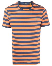 Мужская оранжевая футболка с круглым вырезом в горизонтальную полоску от Polo Ralph Lauren