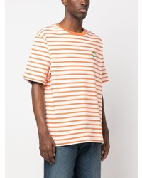 Мужская оранжевая футболка с круглым вырезом в горизонтальную полоску от Kenzo