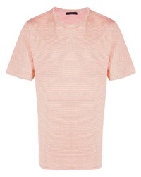 Мужская оранжевая футболка с круглым вырезом в горизонтальную полоску от The Gigi