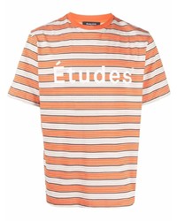 Мужская оранжевая футболка с круглым вырезом в горизонтальную полоску от Études