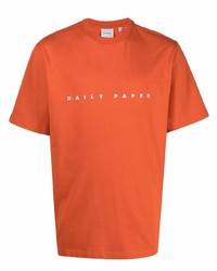 Мужская оранжевая футболка с круглым вырезом с вышивкой от Daily Paper