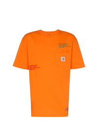 Мужская оранжевая футболка с круглым вырезом с вышивкой от Heron Preston