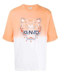 Мужская оранжевая футболка с круглым вырезом с вышивкой от Kenzo