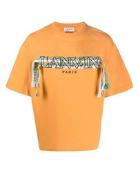Мужская оранжевая футболка с круглым вырезом с вышивкой от Lanvin