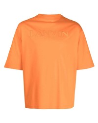 Мужская оранжевая футболка с круглым вырезом с вышивкой от Lanvin