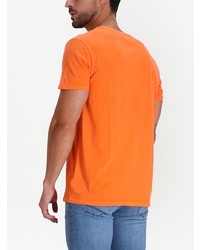 Мужская оранжевая футболка с круглым вырезом с вышивкой от Polo Ralph Lauren