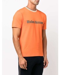 Мужская оранжевая футболка с круглым вырезом с вышивкой от Wales Bonner