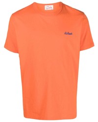 Мужская оранжевая футболка с круглым вырезом с вышивкой от MC2 Saint Barth