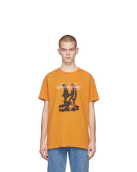 Мужская оранжевая футболка с круглым вырезом с вышивкой от Off-White