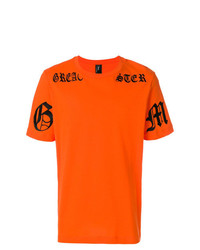 Мужская оранжевая футболка с круглым вырезом с вышивкой от Omc