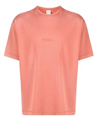 Мужская оранжевая футболка с круглым вырезом с вышивкой от Paul Smith