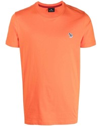 Мужская оранжевая футболка с круглым вырезом с вышивкой от PS Paul Smith
