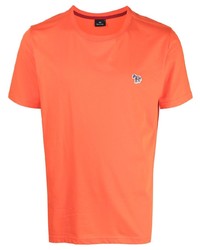 Мужская оранжевая футболка с круглым вырезом с вышивкой от PS Paul Smith