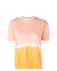 Оранжевая футболка с круглым вырезом с принтом тай-дай