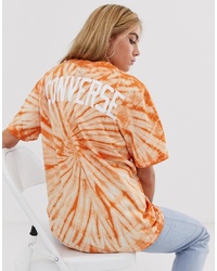 Женская оранжевая футболка с круглым вырезом с принтом тай-дай от Converse