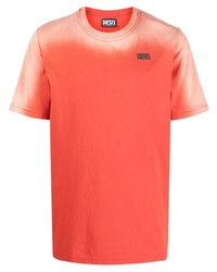 Мужская оранжевая футболка с круглым вырезом с принтом тай-дай от Diesel