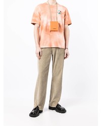 Мужская оранжевая футболка с круглым вырезом с принтом тай-дай от Carne Bollente