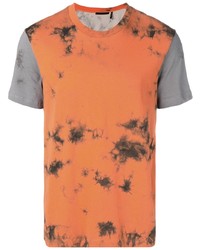 Мужская оранжевая футболка с круглым вырезом с принтом тай-дай от Helmut Lang