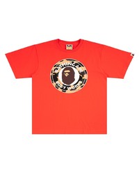 Мужская оранжевая футболка с круглым вырезом с принтом от A Bathing Ape