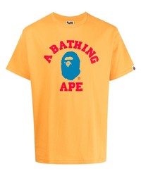 Мужская оранжевая футболка с круглым вырезом с принтом от A Bathing Ape