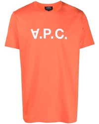 Мужская оранжевая футболка с круглым вырезом с принтом от A.P.C.