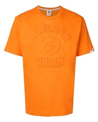 Мужская оранжевая футболка с круглым вырезом с принтом от AAPE BY A BATHING APE