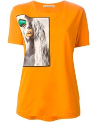 Женская оранжевая футболка с круглым вырезом с принтом от Acne Studios