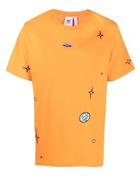 Мужская оранжевая футболка с круглым вырезом с принтом от adidas