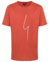 Мужская оранжевая футболка с круглым вырезом с принтом от agnès b.
