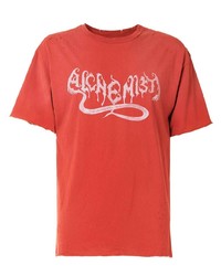 Мужская оранжевая футболка с круглым вырезом с принтом от Alchemist