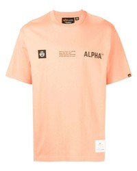 Мужская оранжевая футболка с круглым вырезом с принтом от Alpha Industries