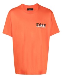 Мужская оранжевая футболка с круглым вырезом с принтом от Amiri