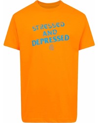 Мужская оранжевая футболка с круглым вырезом с принтом от Anti Social Social Club