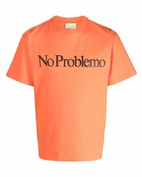 Мужская оранжевая футболка с круглым вырезом с принтом от Aries
