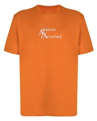 Мужская оранжевая футболка с круглым вырезом с принтом от Armani Exchange